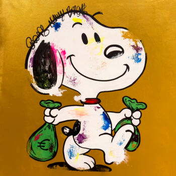 Painting titled "Snoopy walking with…" by Carlos Pun, Original Artwork, Acrylic