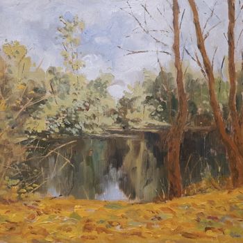 Painting titled "Autumn at the Tâmeg…" by Carlos Ranna, Original Artwork, Oil Mounted on Wood Panel