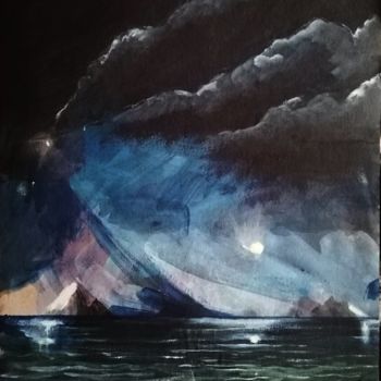 Painting titled "A Noite 2" by Carlos Saramago, Original Artwork, Acrylic