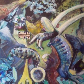 Malerei mit dem Titel "A Grande Teta,Língu…" von Carlos Saramago, Original-Kunstwerk, Öl