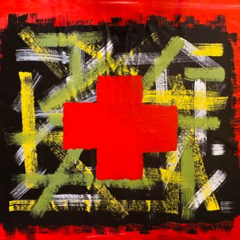 绘画 标题为“Red Cross” 由Carlos Zayan, 原创艺术品, 丙烯