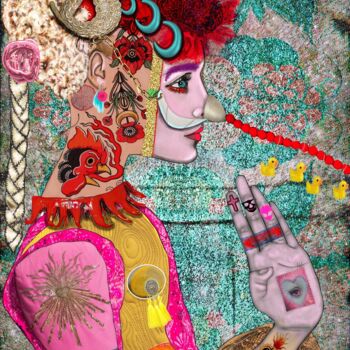 Collages intitolato "Clown" da Carlotta Baldazzi (Ugly Aunt), Opera d'arte originale, Pittura digitale
