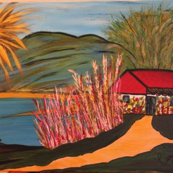 Pintura titulada "Casa do lago" por Carma Carvalho, Obra de arte original, Acrílico