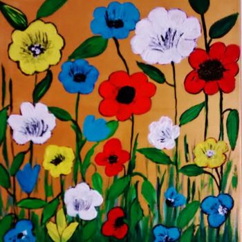 Pintura titulada "Flores" por Carma Carvalho, Obra de arte original, Acrílico