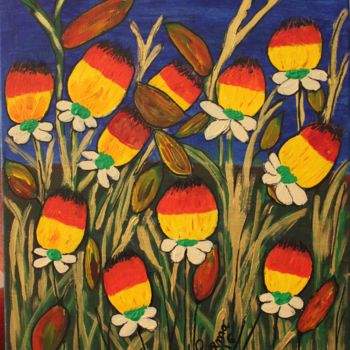 Painting titled "Flores do campo" by Carma Carvalho, Original Artwork, Acrylic