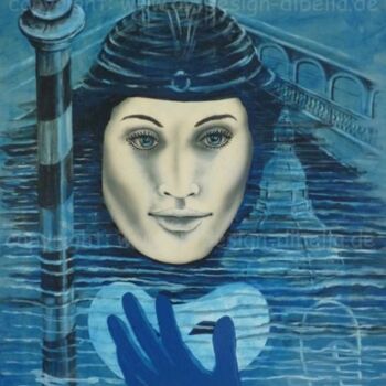 Ζωγραφική με τίτλο "Mascherata a Venezi…" από Carmelo Di Bella (1945-2003), Αυθεντικά έργα τέχνης, Λάδι