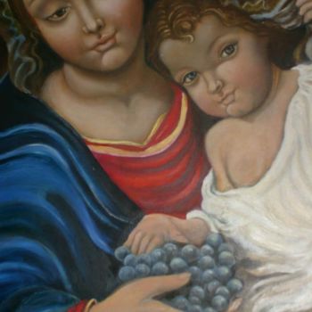 Malerei mit dem Titel "Madona Jesus" von Carmelo Giustolisi, Original-Kunstwerk, Öl