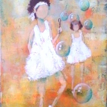 Pintura titulada "ENFANTS AUX BULLES" por Carmen Berluti, Obra de arte original, Acrílico Montado en Bastidor de camilla de…