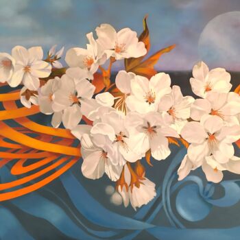 Painting titled "HANAMI" by Carmen Berluti, Original Artwork, Oil