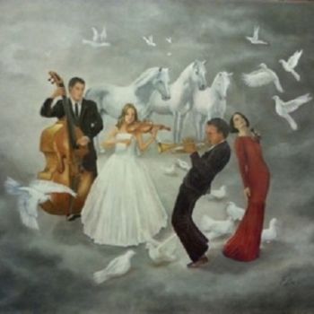 Schilderij getiteld "Concert céleste" door Carmen Berluti, Origineel Kunstwerk, Acryl