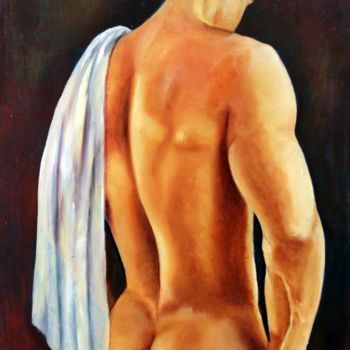 Malerei mit dem Titel "Homme a la serviette" von Carmen Berluti, Original-Kunstwerk, Öl