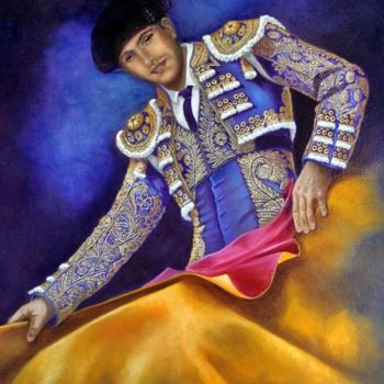 Painting titled "TORERO BLEU" by Carmen Berluti, Original Artwork, Oil