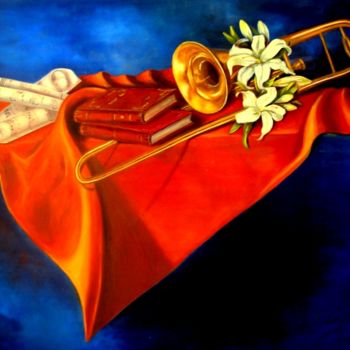 Painting titled "ETUDE MUSICALE" by Carmen Berluti, Original Artwork, Oil Mounted on Wood Stretcher frame