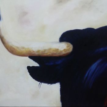 Pintura titulada "Toro en la plaza" por Carmen Fdez Tornell, Obra de arte original, Oleo