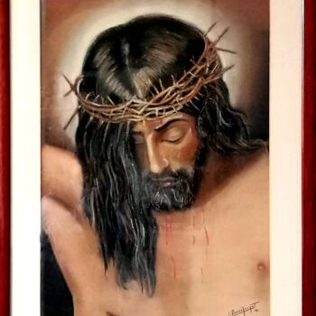 Pintura titulada "Jesús crucificado" por Carmen G. Junyent, Obra de arte original, Pastel