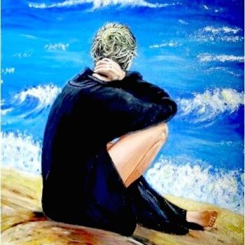 Pintura titulada "Mirando el mar" por Carmen G. Junyent, Obra de arte original, Oleo