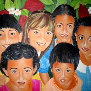 Pintura titulada "Miradas de Indonesi…" por Carmen G. Junyent, Obra de arte original, Oleo