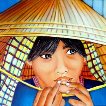 Pintura titulada "MIRADA DEL VIETNAM…" por Carmen G. Junyent, Obra de arte original, Acrílico