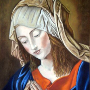 Painting titled "Virgen rezando" by Carmen G. Junyent, Original Artwork, Other