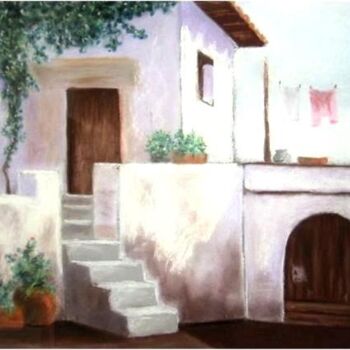 Painting titled "Casa de campo" by Carmen G. Junyent, Original Artwork, Pastel