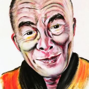 Pintura titulada "MIRADA DEL DALAI LA…" por Carmen G. Junyent, Obra de arte original, Acrílico