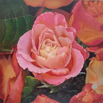 Pittura intitolato "Rosa grade" da Carmen Gimeno Piquer, Opera d'arte originale, Olio Montato su Telaio per barella in legno