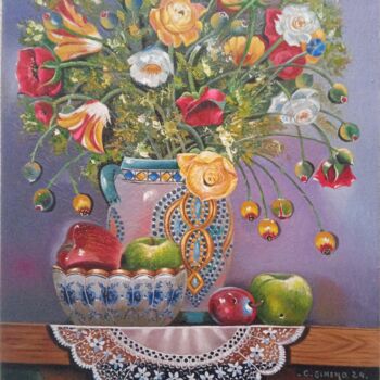 "Bodegón con frutas…" başlıklı Tablo Carmen Gimeno Piquer tarafından, Orijinal sanat, Petrol