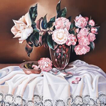 Peinture intitulée "Rosas de pitiminí" par Carmen Gimeno Piquer, Œuvre d'art originale, Huile Monté sur Châssis en bois