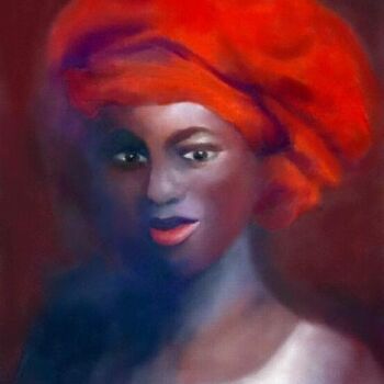 Painting titled "LE REGARD AMETHYSTE" by Carmen Manno, Original Artwork, Oil