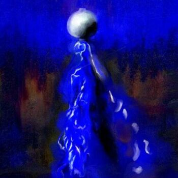 Painting titled "LA NUIT BLEUE" by Carmen Manno, Original Artwork