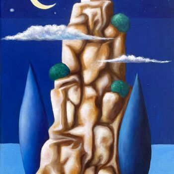 Pittura intitolato "Notturno con isola" da Carmen Salis, Opera d'arte originale, Olio