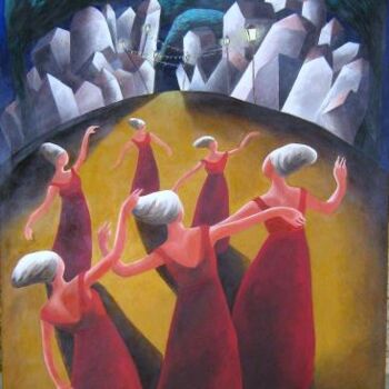 Pittura intitolato "Festa al chiaro di…" da Carmen Salis, Opera d'arte originale