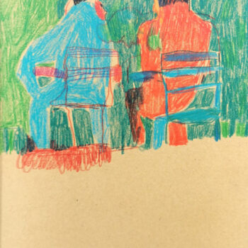 Dessin intitulée "Au jardin des Tuile…" par Carmen Selma, Œuvre d'art originale, Crayon