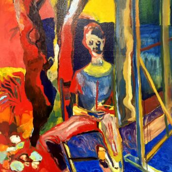 Pittura intitolato "Autoportrait face a…" da Carmen Selma, Opera d'arte originale, Olio Montato su Telaio per barella in leg…