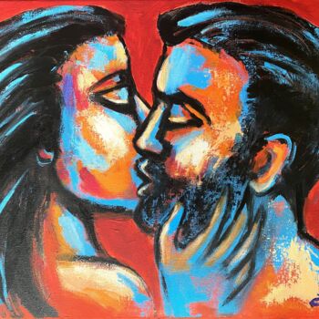 Peinture intitulée "Lovers - Valentines…" par Carmen Tyrrell, Œuvre d'art originale, Acrylique Monté sur Châssis en bois