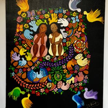 Painting titled "Femmes latinos rêve…" by Carmen, Original Artwork, Acrylic