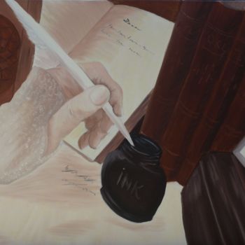 Peinture intitulée "Une lettre" par Carmen Cristea, Œuvre d'art originale, Huile