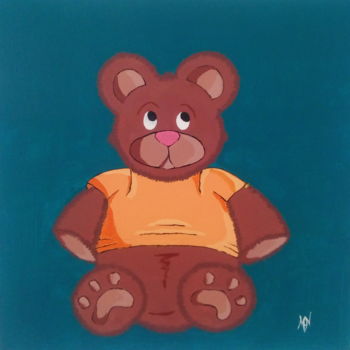 Painting titled "Teddy Bear" by Carmen Tanguy, Original Artwork, Acrylic