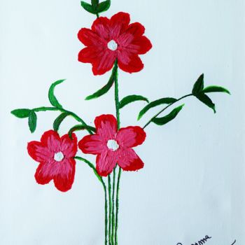 Painting titled "Flor vermelha 2" by Carma Carvalho, Original Artwork