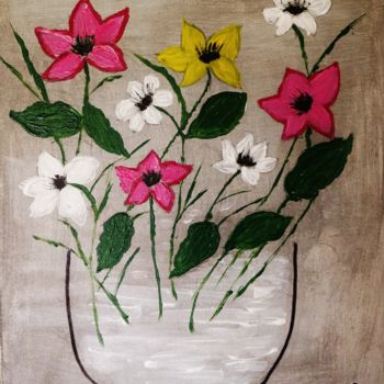 Painting titled "Arranjo floral-5" by Carma Carvalho, Original Artwork