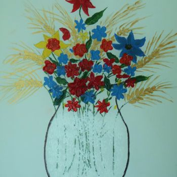 Картина под названием "Jarra de flores 10" - Carma Carvalho, Подлинное произведение искусства, Акрил