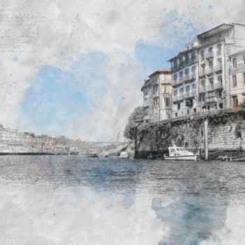 Digital Arts titled "Porto du Douro 2" by Danovalson, Original Artwork, Digital Painting