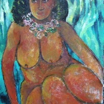 Painting titled "Tahitienne" by Odile Caron, Original Artwork, Oil