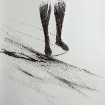 Dessin intitulée "foot.jpg" par Carol Surfboard, Œuvre d'art originale, Stylo à bille