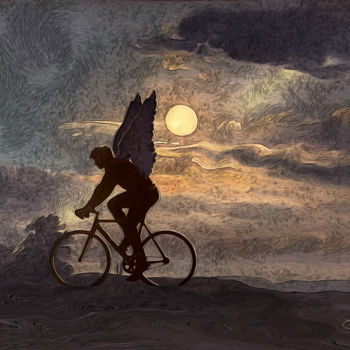 Malerei mit dem Titel "Der Radfahrer---LE…" von Carola Eleonore Thiele, Original-Kunstwerk, Digitale Malerei Auf Plexiglas m…