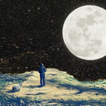 Digitale Kunst getiteld "Moonsheep---LE 1/48" door Carola Eleonore Thiele, Origineel Kunstwerk, 2D Digital Work
