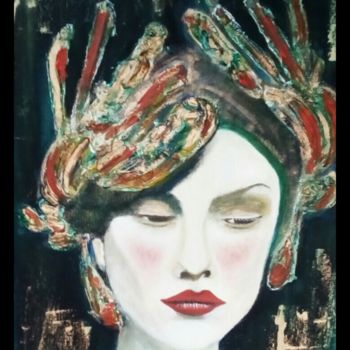 Painting titled "Mujer con Sombrero" by Carola, Original Artwork, Other