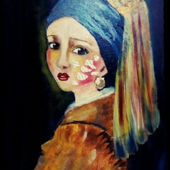Painting titled "La chica Perlada" by Carola, Original Artwork, Acrylic