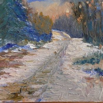 Painting titled "Snowy path" by Carol Lavoie, Original Artwork