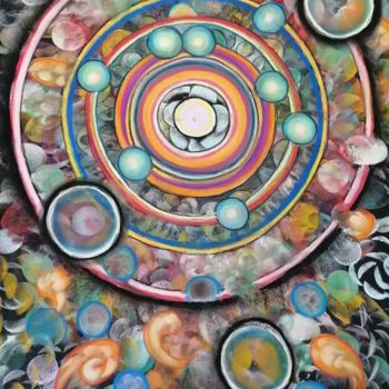 Painting titled "mandala" by Carole Bouteiller, Original Artwork, Pastel